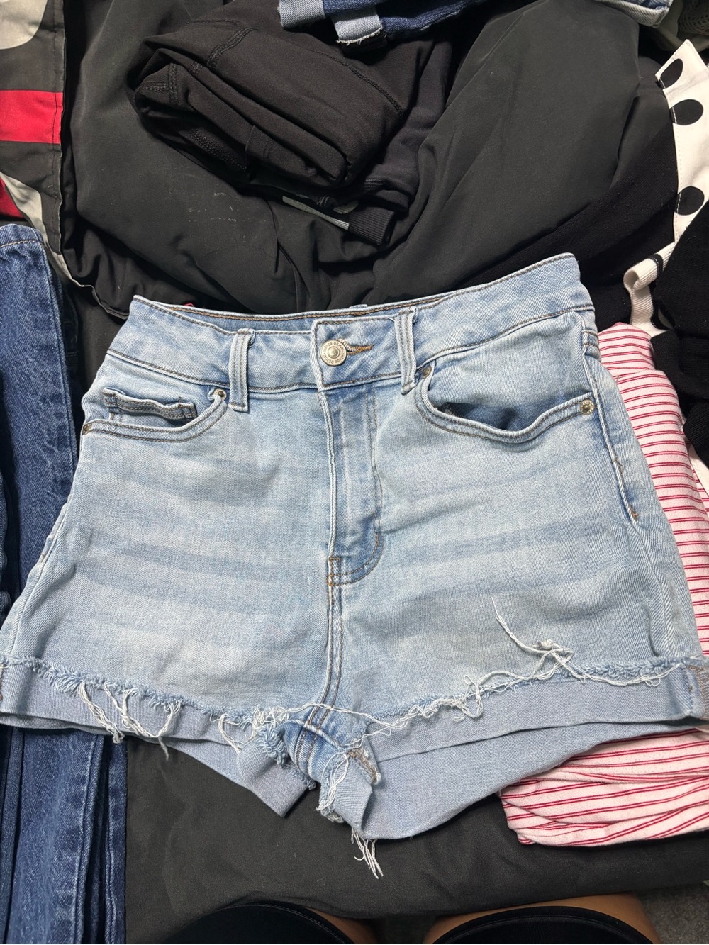 refuge Light Wash Distressed Denim Shorts